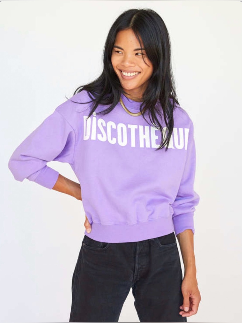 Clare V Discotheque Le Drop Sweatshirt In Purple